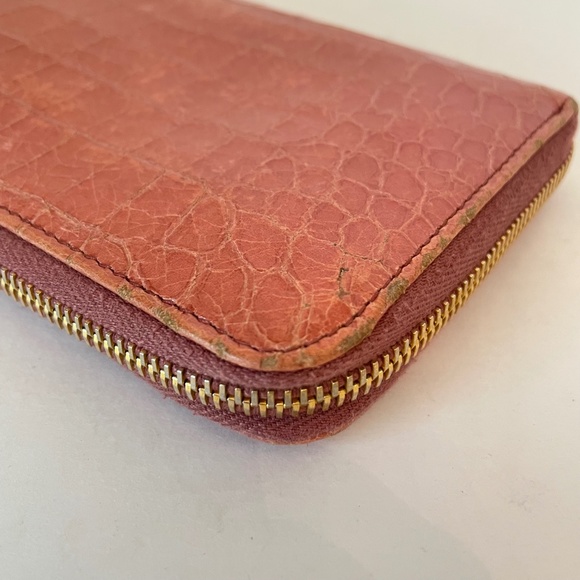 Miu Miu by Prada Pink/Mauve Croc Embossed Zip Around Wallet - Picture 16 of 16